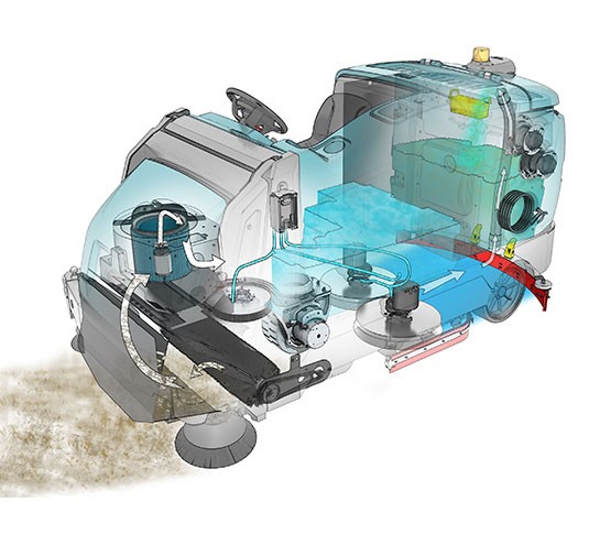 M17 Varredora-lavadora de condutor sentado a bateria alt 11